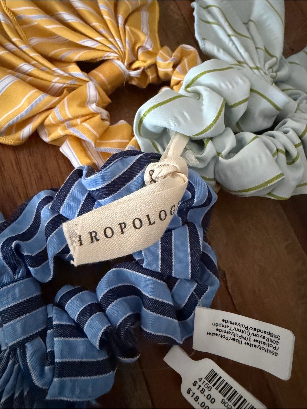 Anthropologie Stripe Bow Scrunchie Ponytail Accessory Set of 3